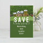 Voetbal Bewaar de datum Verjaardagsfeestje Kaart (Staand voorkant)