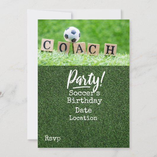 Voetbal Bewaar de datum voor COACH Party Kaart (Voorkant)