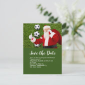 Voetbal bewaar de datumbal voor het kerstfeest briefkaart (Staand voorkant)