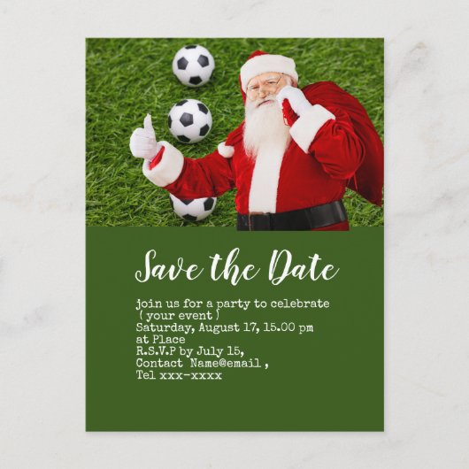 Voetbal bewaar de datumbal voor het kerstfeest briefkaart (Voorkant)