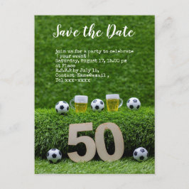 Voetbal bewaart de datum bal 50th Birthday Party Briefkaart