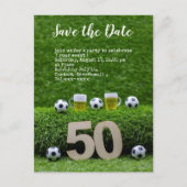 Voetbal bewaart de datum bal 50th Birthday Party Briefkaart (Voorkant)