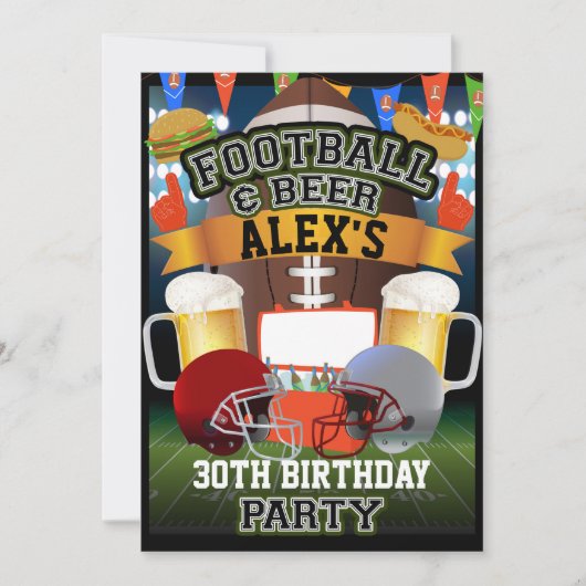 Voetbal & Bier Sportspel Verjaardagsfeestje Kaart (Voorkant)