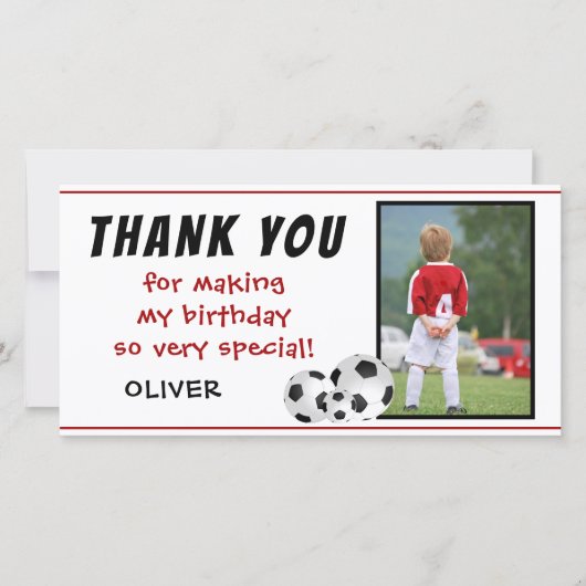 Voetbal Birthday Bedankt voor je fotokaart (Voorkant)