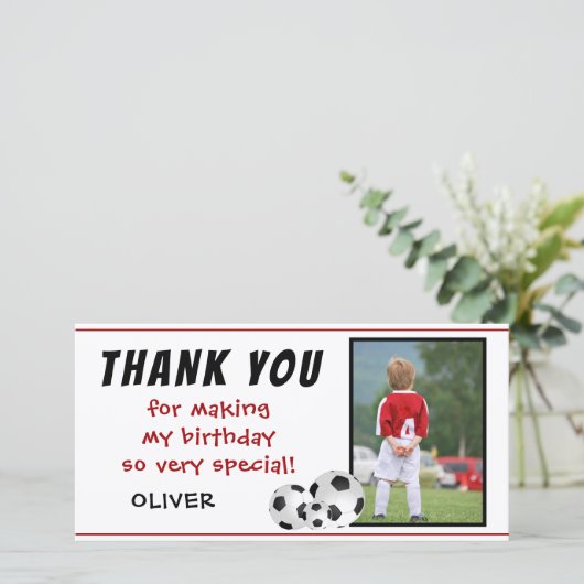 Voetbal Birthday Bedankt voor je fotokaart (Staand voorkant)