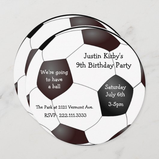 Voetbal Birthday Party Invitation Kaart (Voorkant / Achterkant)