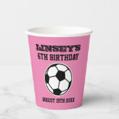 Voetbal Birthday party roze Papieren Bekers (Voorkant)