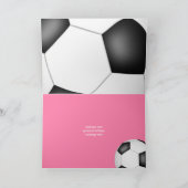 voetbal blaasmeisjes roze grijze verjaardag kaart (Binnen)