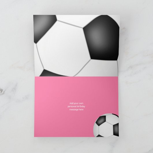 voetbal blaasmeisjes roze grijze verjaardag kaart (Binnen)