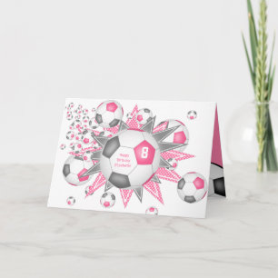 voetbal blaasmeisjes roze grijze verjaardag kaart