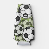 Voetbal Black White Player Name Jersey Number Flesjeskoeler (Voorkant)