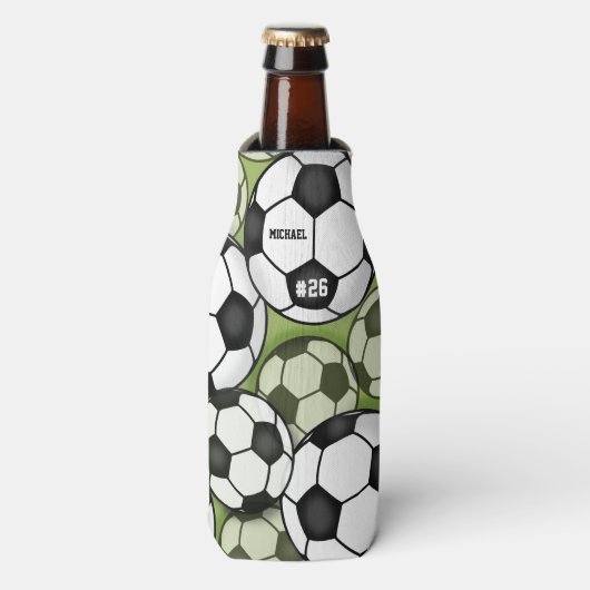 Voetbal Black White Player Name Jersey Number Flesjeskoeler (Fles Voorkant)