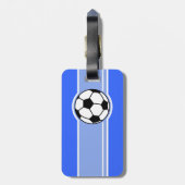 Voetbal; blauw bagagelabel (Achterkant verticaal)