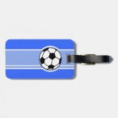 Voetbal; blauw bagagelabel (Achterkant horizontaal)