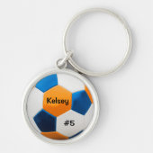 Voetbal, blauw en Oranje sleutelhanger (Voorkant)