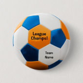Voetbal, blauw en Sinaasappel, teamnaam; Ronde Button 5,7 Cm (Voorkant)