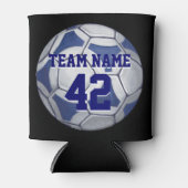 Voetbal Blauw en Wit Naam en Aantal Blikjeskoeler (Voorkant)