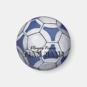 Voetbal Blauw en Wit Naam en Aantal Magneet (Voorkant)
