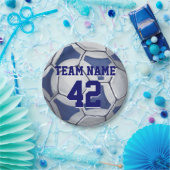 Voetbal Blauw en Wit Naam en Aantal Papieren Bordje (Feest)