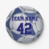 Voetbal Blauw en Wit Naam en Aantal Papieren Bordje (Voorkant)