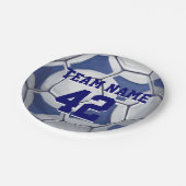Voetbal Blauw en Wit Naam en Aantal Papieren Bordje (Gekanteld)