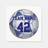 Voetbal Blauw en Wit Naam en Aantal Servet (Voorkant)