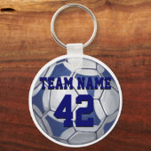 Voetbal Blauw en Wit Naam en Aantal Sleutelhanger (Voorkant)