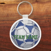 Voetbal Blauw en Wit Naam en Aantal Sleutelhanger (Voorkant)