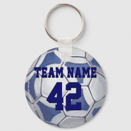 Voetbal Blauw en Wit Naam en Aantal Sleutelhanger
