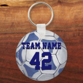 Voetbal Blauw en Wit Naam en Aantal Sleutelhanger (Voorkant)