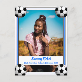 Voetbal Blauw en Zwart Afstuderen Aankondigingskaart