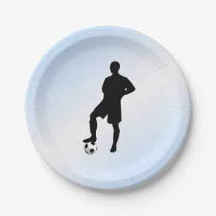 Voetbal Blauw / Sportontwerp Papieren Bordje