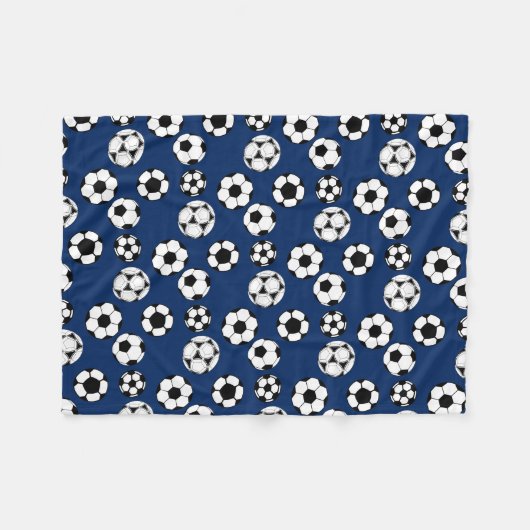 Voetbal blauw wit fleece deken (Voorkant (Horizontaal))