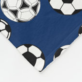 Voetbal blauw wit fleece deken (Hoek)