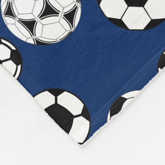 Voetbal blauw wit fleece deken (Hoek)