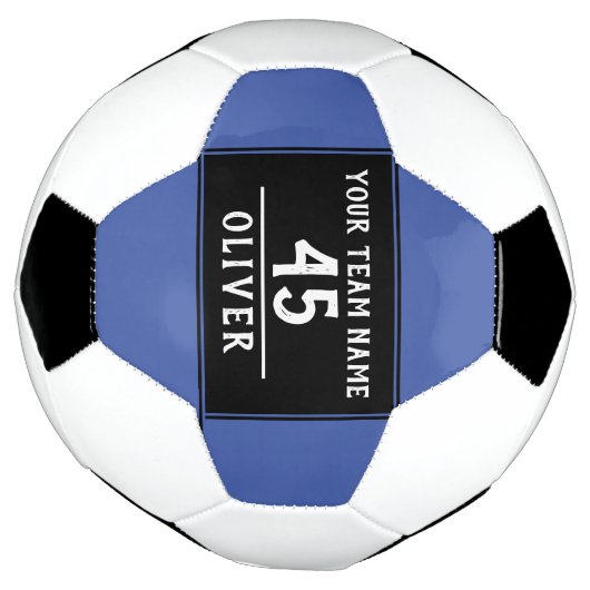 Voetbal Blauw zwart met teamnummer (Gedraaid)