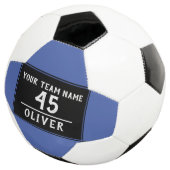 Voetbal Blauw zwart met teamnummer (Drie kwart)