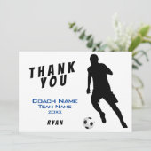 Voetbal Blauwe Dank je Coach Kaart (Staand voorkant)