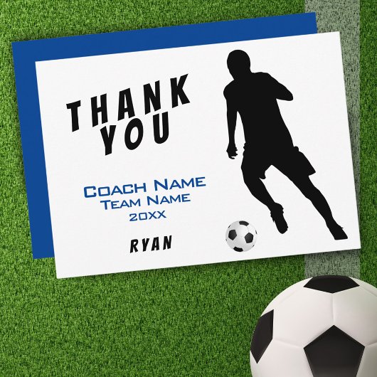 Voetbal Blauwe Dank je Coach Kaart