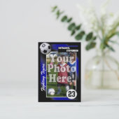 Voetbal, blauwe lg Visitekaartje formaat (Staand voorkant)