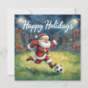 Voetbal blij Feestdagen Kerstman Kerstmis Feestdagenkaart