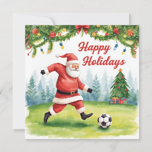 Voetbal blij Vakantie Kerstman Kerstmis Feestdagenkaart (Voorkant)