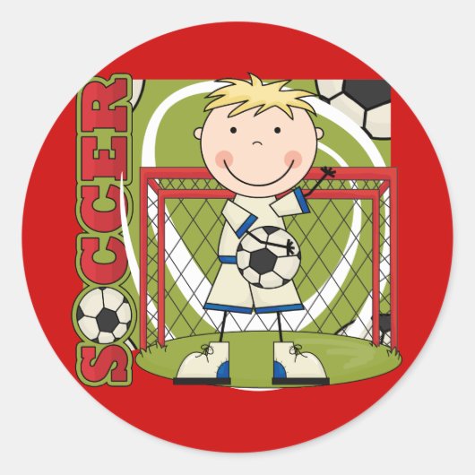 VOETBAL - Blond Boy Goalie Tshirts en geschenken Ronde Sticker (Voorkant)