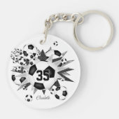 Voetbal blowout meisjes team jersey nummer sleutelhanger (Achterkant)