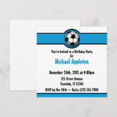 Voetbal Blue Birthday-uitnodigingen Kaart (Voorkant / Achterkant)