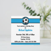 Voetbal Blue Birthday-uitnodigingen Kaart (Staand voorkant)