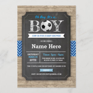 Voetbal Blue Boy Baby shower Football Uitnodigen Kaart