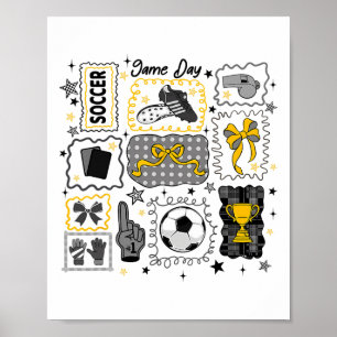 Voetbal Boog Game Day Coquette Boog Voetbal Meisje Poster