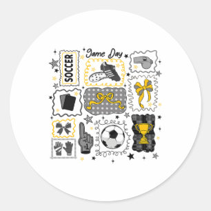 Voetbal Boog Game Day Coquette Boog Voetbal Meisje Ronde Sticker