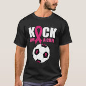 Voetbal Borstkanker Bewustzijn K Ribbon Kick voor  T-shirt (Voorkant)
